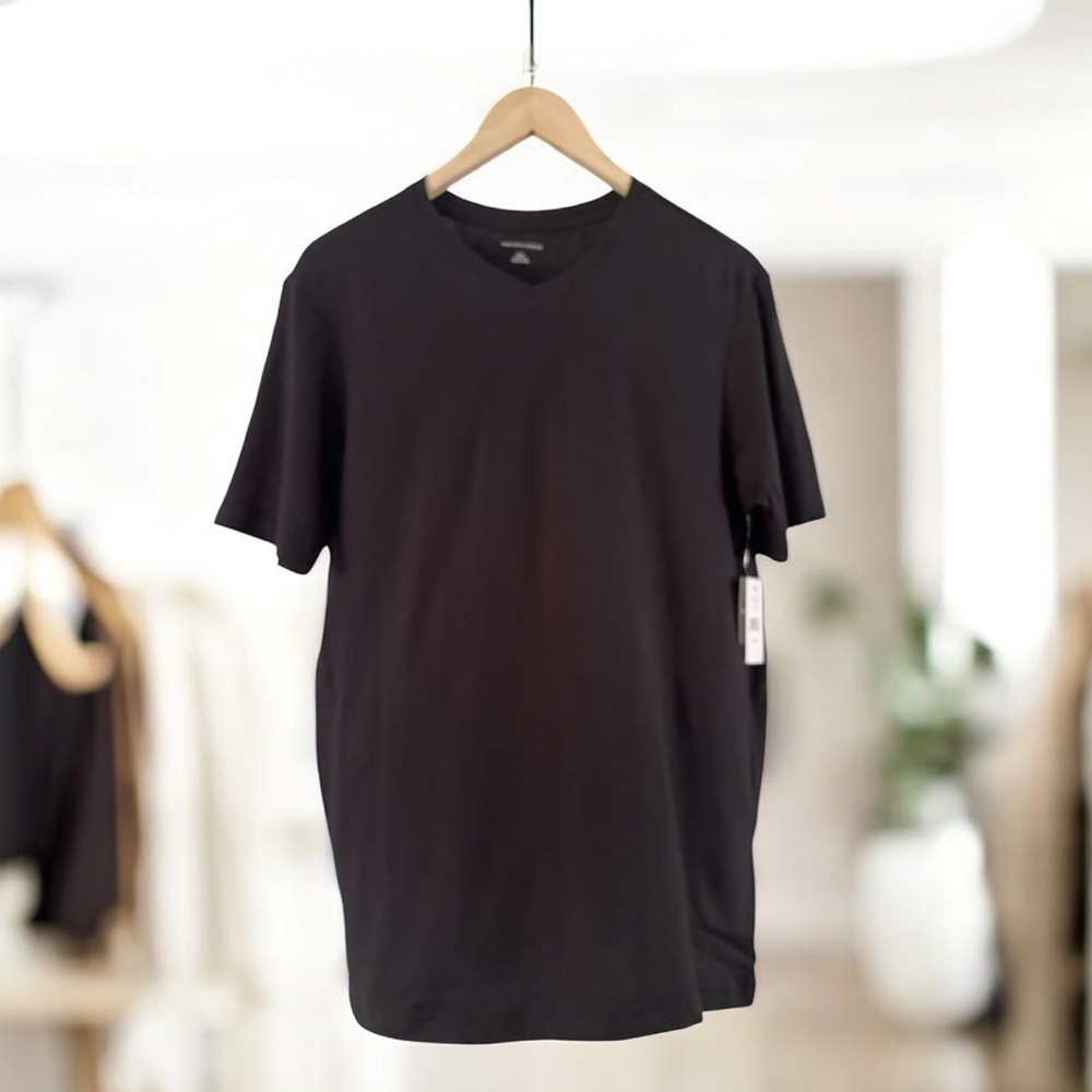 Saks Fifth Avenue Cotton Modal Basic V Neck T-Shirt NWT